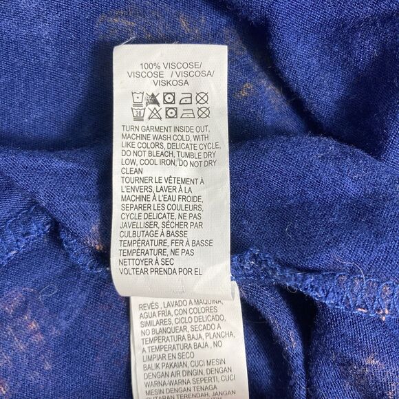 Whimsical Lucky Brand Maxi Dress Blue Festivals Boho Floral Slit Front XS - Picture 9 of 9